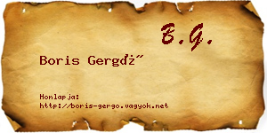 Boris Gergő névjegykártya